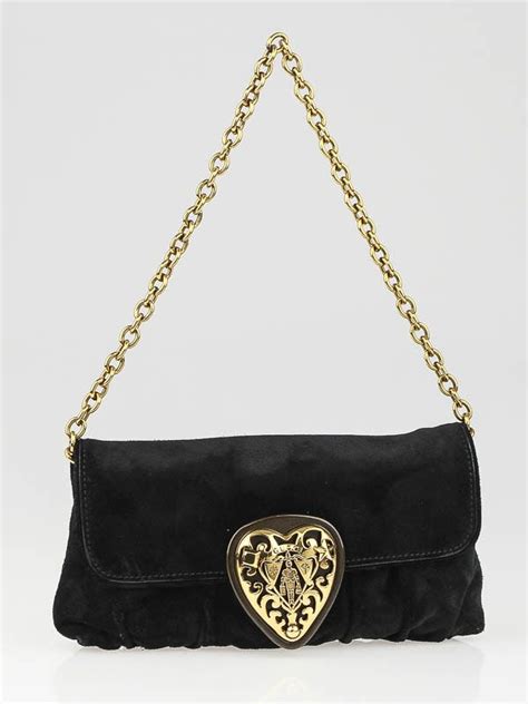 gucci black suede clutch|gucci hysteria clutch.